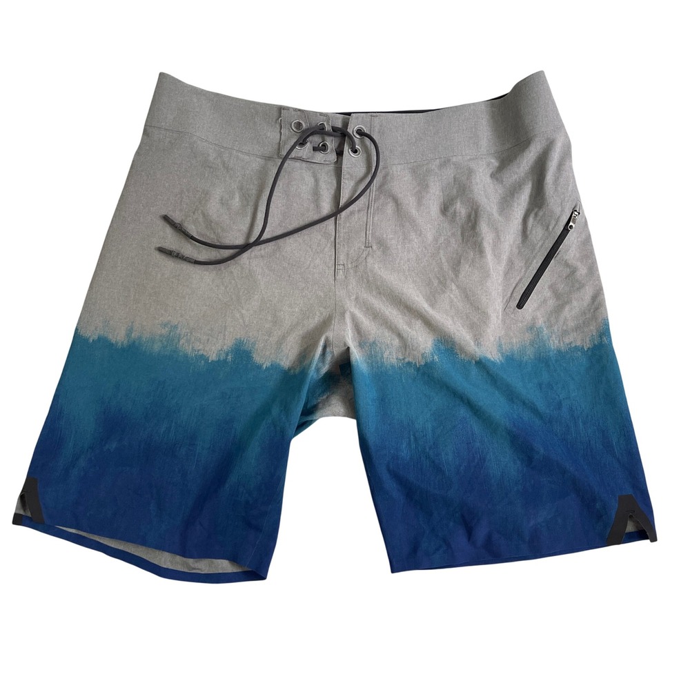 Lululemon El Current Ombre Hybrid Board Shorts Mens 36 Gray Blue Swim Trunks $98